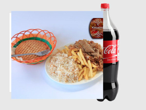 MENU PLATO KEBAB NORMAL CON BEBIDA DE 1 LITRO
